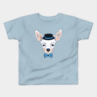 dog Chihuahua breed in hat and bow tie Kids T-Shirt